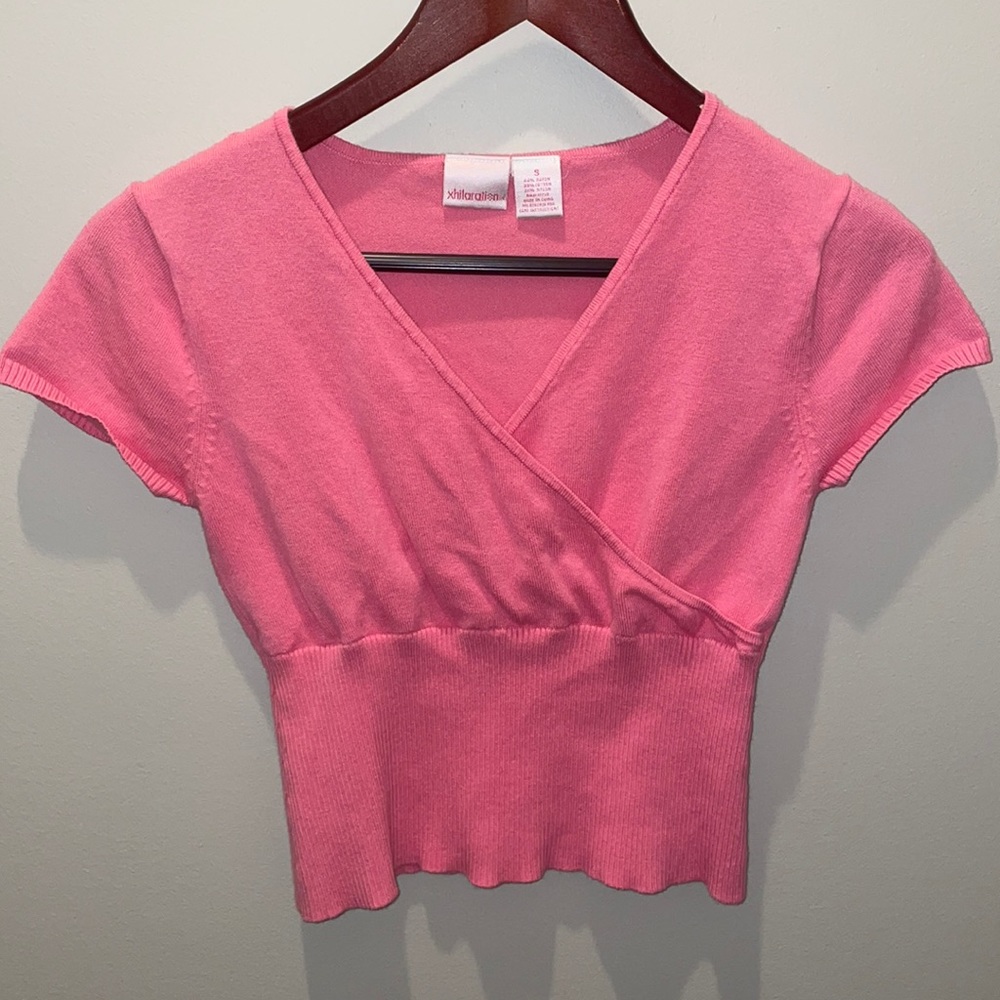 Y2k Pink Sweater Crop Top